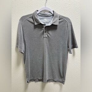 Tommy Bahama Polo Shirt Short Sleeve Soft Tencel Collared Embroidered Gray Med